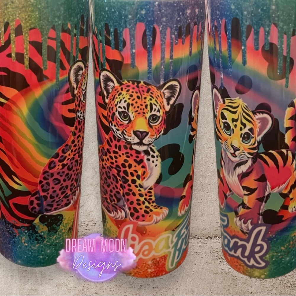 Lisa Frank 90s vintage neon cheetah custom tumbler